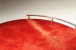 Large Italian Modernist Round Tray in Brass and Dyed Red Goatskin by Aldo Tura - Image 21