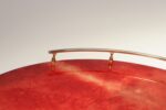 Large Italian Modernist Round Tray in Brass and Dyed Red Goatskin by Aldo Tura - Image 16