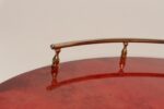 Large Italian Modernist Round Tray in Brass and Dyed Red Goatskin by Aldo Tura - Image 15
