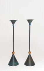 Pair of Milano Series Verdigris Bronze Candle Holders by Christian de Beaumont - Image 2