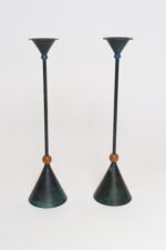 Pair of Milano Series Verdigris Bronze Candle Holders by Christian de Beaumont - Image 5