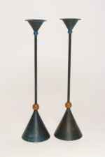 Pair of Milano Series Verdigris Bronze Candle Holders by Christian de Beaumont - Image 4