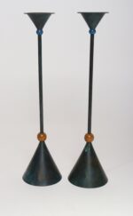 Pair of Milano Series Verdigris Bronze Candle Holders by Christian de Beaumont - Image 6