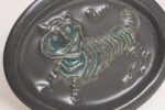 Vintage Matte Brown Ceramic "Tiger" Plaque by David Gil for Bennington Potters - Image 10