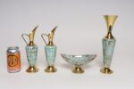 Collection of Four Vintage Dutch Delftware Porcelain and Brass Vessels and Ewers - Image 2