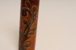 Vintage Studio Pottery Sunburst and Botanical Motif Matte Amber Glazed Vase - Image 14
