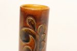 Vintage Studio Pottery Sunburst and Botanical Motif Matte Amber Glazed Vase - Image 10