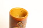 Vintage Studio Pottery Sunburst and Botanical Motif Matte Amber Glazed Vase - Image 15