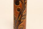 Vintage Studio Pottery Sunburst and Botanical Motif Matte Amber Glazed Vase - Image 11