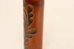 Vintage Studio Pottery Sunburst and Botanical Motif Matte Amber Glazed Vase - Image 7