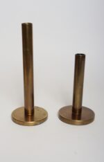 Set of Two Vintage Patinated Brass Candlesticks with Cork Bases - Image 2