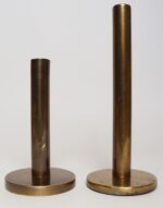 Set of Two Vintage Patinated Brass Candlesticks with Cork Bases - Image 3