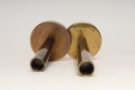 Set of Two Vintage Patinated Brass Candlesticks with Cork Bases - Image 6