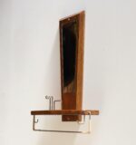 Mid-Century American Modern Chestnut Wall Mounted Valet with Mirror and Shelf - Image 3