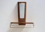Mid-Century American Modern Chestnut Wall Mounted Valet with Mirror and Shelf - Image 2