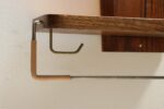 Mid-Century American Modern Chestnut Wall Mounted Valet with Mirror and Shelf - Image 11