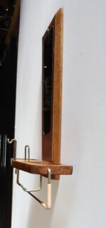 Mid-Century American Modern Chestnut Wall Mounted Valet with Mirror and Shelf - Image 5