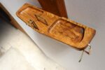 Mid-Century American Modern Chestnut Wall Mounted Valet with Mirror and Shelf - Image 6