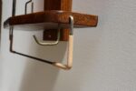 Mid-Century American Modern Chestnut Wall Mounted Valet with Mirror and Shelf - Image 7