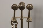 Hollywood-Regency Style Brass Fireplace Tool Set with Seashell Handles and Pan - Image 12