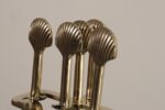 Hollywood-Regency Style Brass Fireplace Tool Set with Seashell Handles and Pan - Image 15