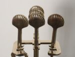 Hollywood-Regency Style Brass Fireplace Tool Set with Seashell Handles and Pan - Image 13
