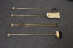 Hollywood-Regency Style Brass Fireplace Tool Set with Seashell Handles and Pan - Image 9