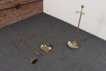 Hollywood-Regency Style Brass Fireplace Tool Set with Seashell Handles and Pan - Image 6