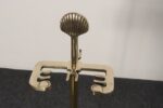 Hollywood-Regency Style Brass Fireplace Tool Set with Seashell Handles and Pan - Image 16