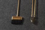 Hollywood-Regency Style Brass Fireplace Tool Set with Seashell Handles and Pan - Image 20