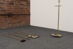 Hollywood-Regency Style Brass Fireplace Tool Set with Seashell Handles and Pan - Image 7
