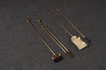 Hollywood-Regency Style Brass Fireplace Tool Set with Seashell Handles and Pan - Image 8
