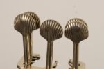Hollywood-Regency Style Brass Fireplace Tool Set with Seashell Handles and Pan - Image 14