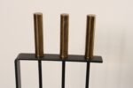 Vintage Modernist Iron and Brass Fireplace Tool Set with Brush, Shovel and Poker - Image 12