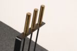 Vintage Modernist Iron and Brass Fireplace Tool Set with Brush, Shovel and Poker - Image 13