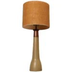 Vintage Gordon and Jane Martz Ochre Stoneware and Walnut Table Lamp with Finial