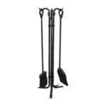 Vintage Hand-Forged Iron Fireplace / Fire Tool Set with Poker, Shovel, and Brush