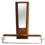 Mid-Century American Modern Chestnut Wall Mounted Valet with Mirror and Shelf