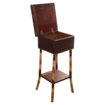 Antique Aesthestic Movement Stained Oak Sewing / Decorative Box on Bamboo Stand