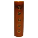 Vintage Studio Pottery Sunburst and Botanical Motif Matte Amber Glazed Vase