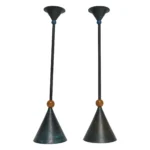 Pair of Milano Series Verdigris Bronze Candle Holders by Christian de Beaumont