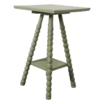 Vintage Folk Art Two Tier Mint Green Bobbin Side Table