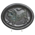 Vintage Matte Brown Ceramic "Tiger" Plaque by David Gil for Bennington Potters