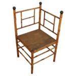 Antique Aesthetic Movement Burnt Bamboo and Grasscloth Corner Chair