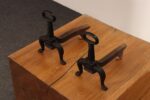Pair of Antique Petite Arts and Crafts Cast Iron Key Hole Andirons / Fire Dogs - Image 4