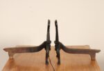 Pair of Antique Petite Arts and Crafts Cast Iron Key Hole Andirons / Fire Dogs - Image 6