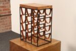 Arthur Umanoff Leather and Iron 12 Bottle Wine Rack with Butcher Block Top - Image 8