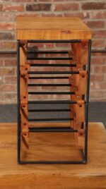 Arthur Umanoff Leather and Iron 12 Bottle Wine Rack with Butcher Block Top - Image 13