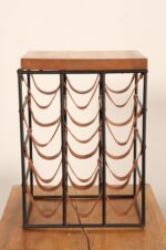 Arthur Umanoff Leather and Iron 12 Bottle Wine Rack with Butcher Block Top - Image 3