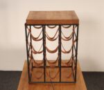 Arthur Umanoff Leather and Iron 12 Bottle Wine Rack with Butcher Block Top - Image 5